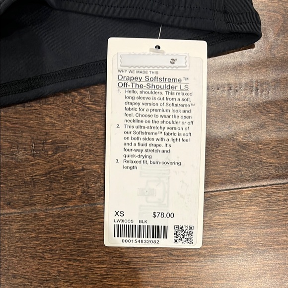 Lululemon Drapey Softstreme Off the Shoulder LS, size XS - Picture 2 of 4
